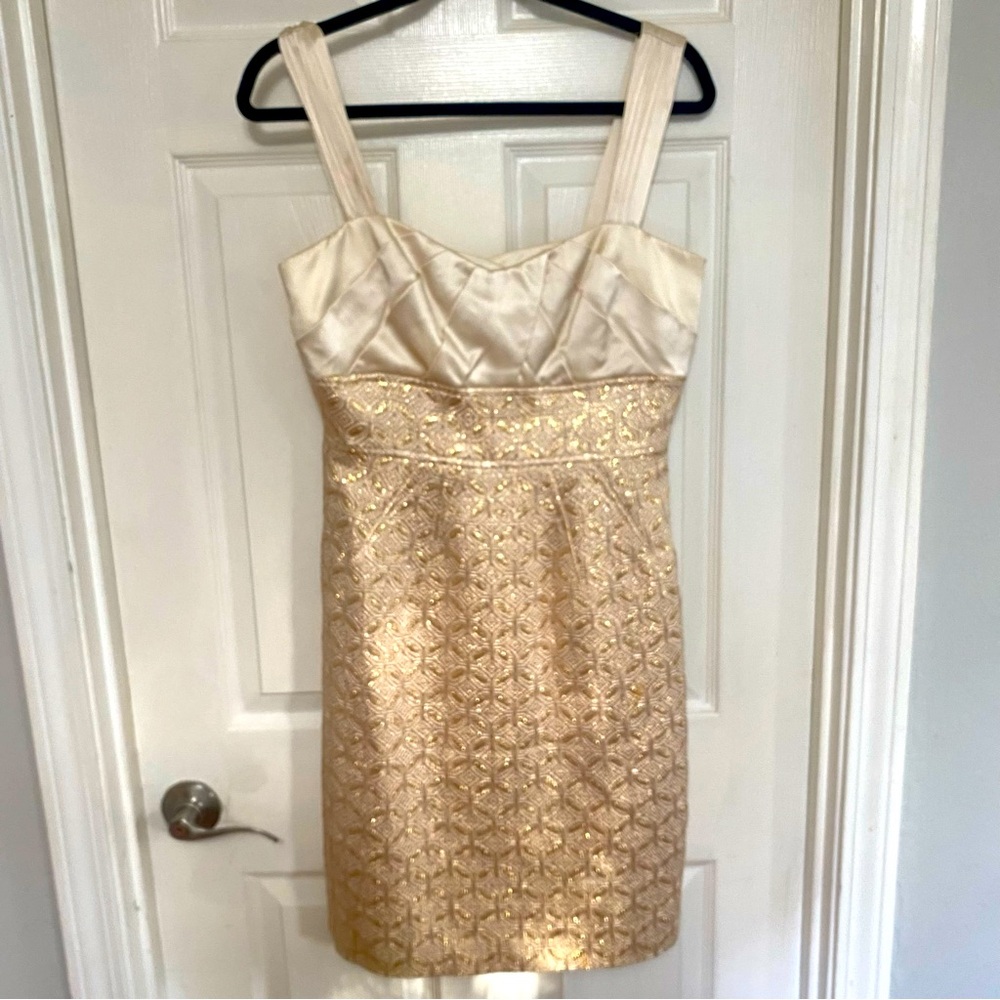 Gianni Bini Silk Cream & Gold Dress